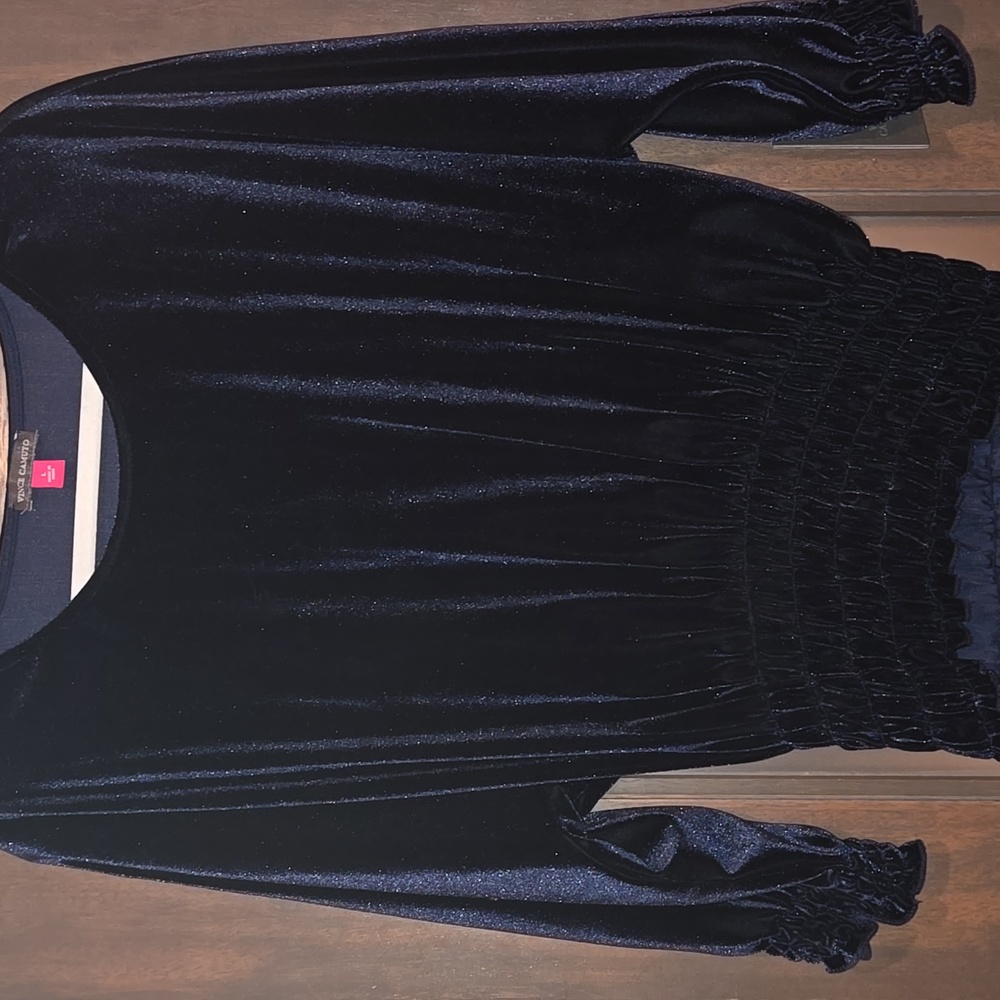 NWT Vince Camuto Navy Velvet Blouse